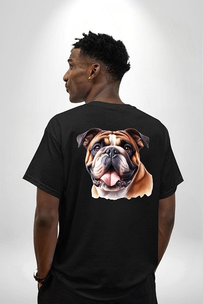 Angemiel Legendary Bulldog Dog Friendly Black Oversize Women's Men's Front and Back Printed T-Shirt