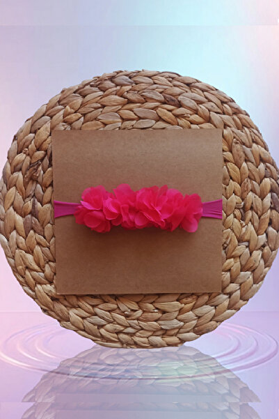 Asa Bebek Çocuk Baby Girl Fuchsia Floral Hair Band Baby Non-Marking Hair Bandana