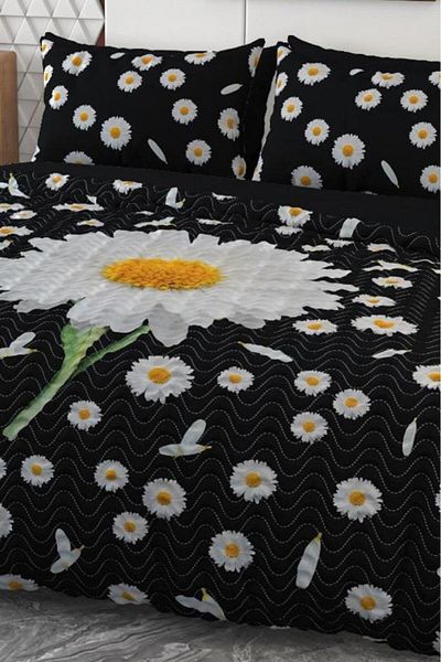 Çeyiz Diyarı Set de lenjerie de pat dublu Daisy Micro Satin 3D imprimat digital Four Seasons