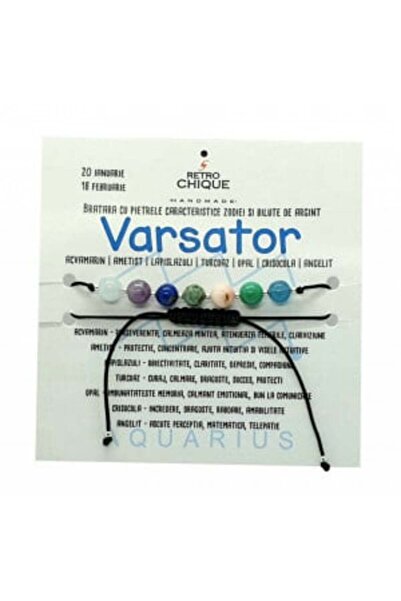 byRetroChique Brățară zodia Vărsător cu semiprețioase și biluțe de argint 925