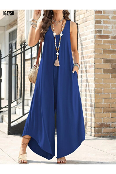 BZ Boutique Askılı Yuvarlak Yaka Cepli Salaş Uzun Büyük Beden Siyah Viskon Tu...