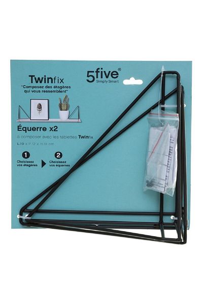 Five Simply Smart 2-Piece Twinfix Metal Wire Bracket Set Black