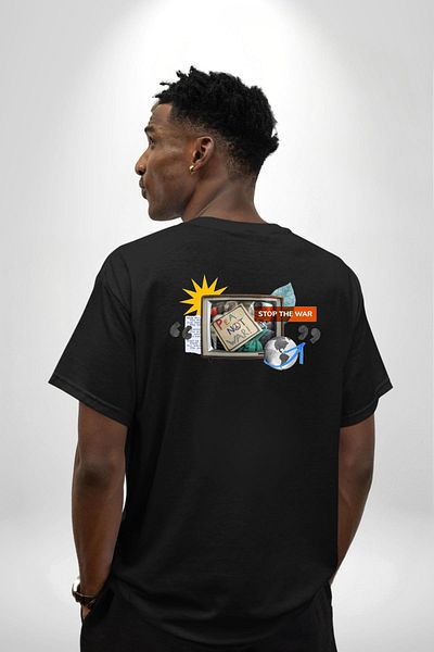 Angemiel Peace No War Black Oversize Women's Men's Front and Back Printed T-Shirt