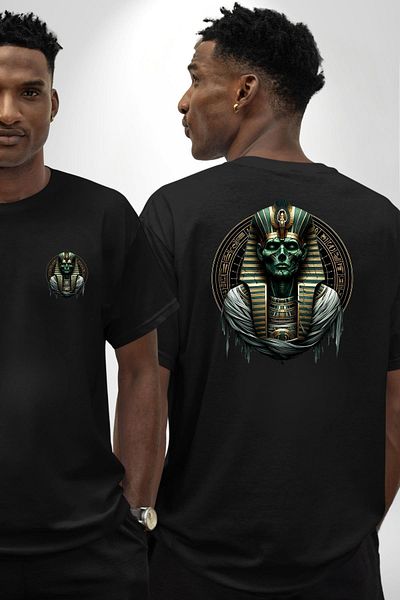 Angemiel Osiris God of the Underworld Egypt Black Oversize Women Men Front and Back Printed T-Shirt
