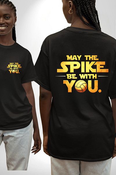 Angemiel Dunk Power Volleyball Space Wars Black Oversize Women Men Front and Back Printed T-Shirt