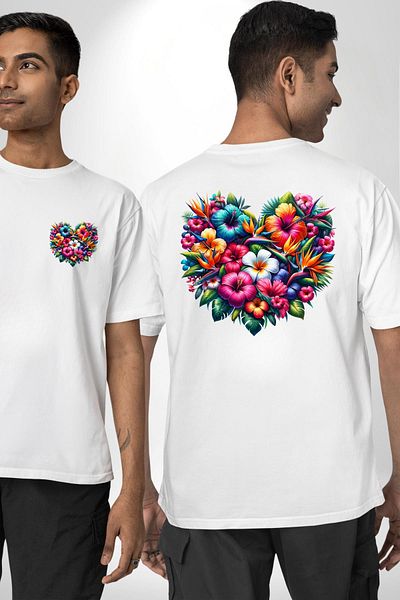 Angemiel تي شيرت Hibiscus Bird of Paradise Plumeria Flower Tropical أبيض كبير الحجم للنساء والرجال مطبوع من الأمام والظهر
