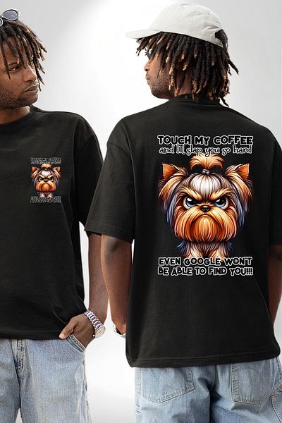 Angemiel Don'T Touch My Coffee Don'T Touch My Coffee Without Drinking It Black Oversize Women's Men's Front and Back Printed T-Shirt