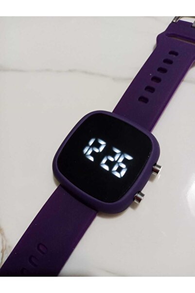 Brality Dijital Led Ekran MOR Silikon Kordonlu MOR Kasa Erkek Kadın Genç Kız ...