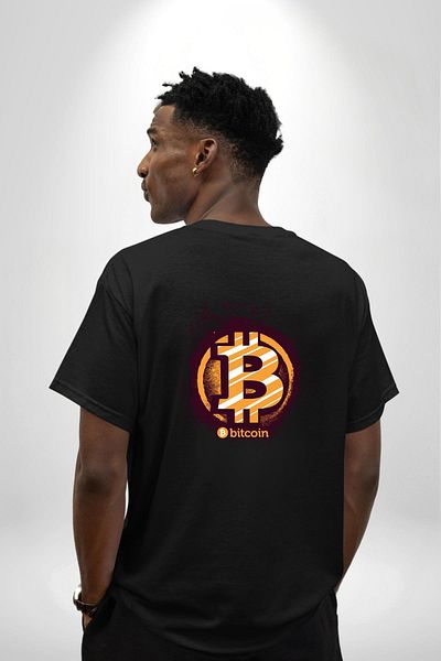 Angemiel Digital Revolution Rise of Bitcoin Crypto Coin Black Oversize Women Men Front and Back Printed T-Shirt