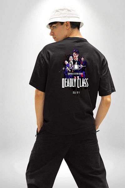Angemiel Deadly Class Survival among Students Black Oversize Women's Men's Front and Back Printed T-Shirt