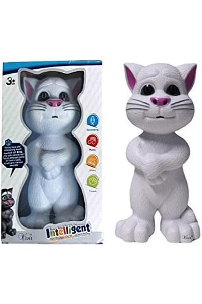 Toybox Toy Box Talking Tom Cat With Recording, Music, Story And Touch Functionality, Gray