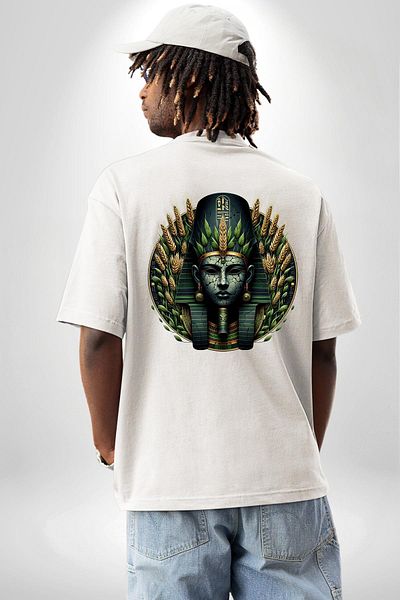 Angemiel تي شيرت Neper God Ancient Abundance Symbol Egypt أبيض كبير الحجم للنساء والرجال مطبوع من الأمام والظهر