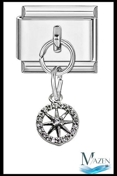MAZEN Zircon Stone Rudder Dangle Charm |   Italian Bracelet Compatible |   Shiny Detailed Accessory