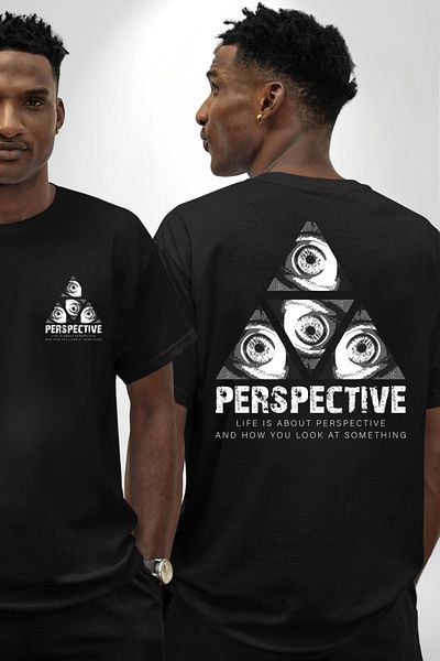 Angemiel Perspective Black Oversize Women's Men's Front and Back Printed T-Shirt