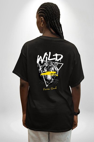 Angemiel Wild Spirit Printed Strong and Creative Design Black Oversize Women's Men's Front and Back Printed T-Shirt