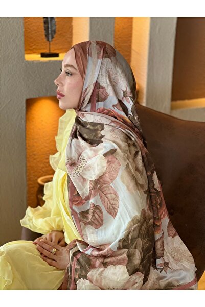 Modakaşmir Σάλι μπαμπού με μοτίβο τριαντάφυλλου