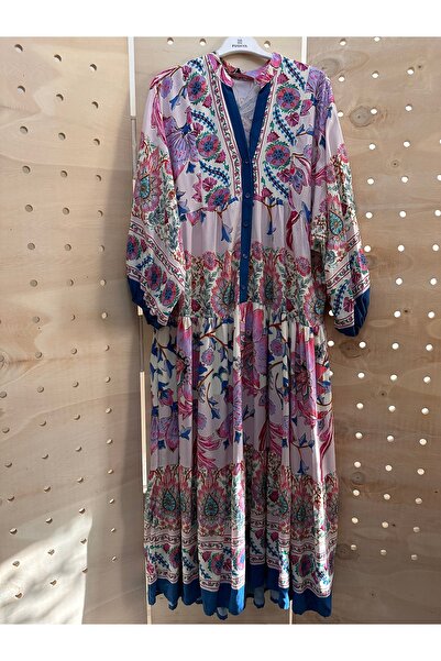 BZ BUTİK Patterned Buttoned Viscose Dress