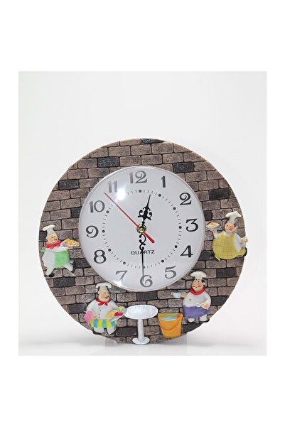 Store Duvara Asmalı Aşcı Tasarımlı Polyester Saat 29 Cm Model 2