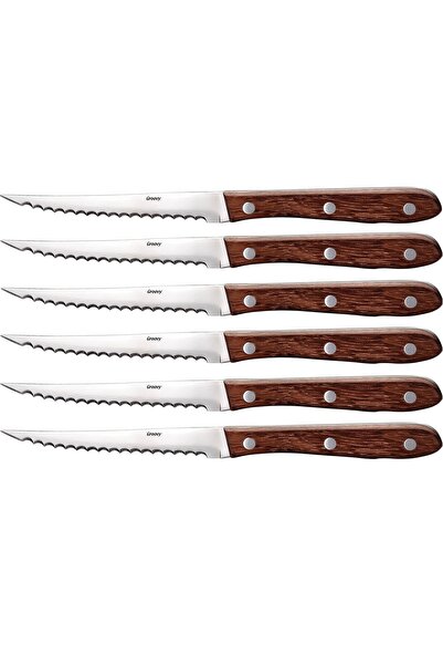 Biradlı Gül Saplı Steak Bıçak 6'lı