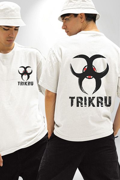 Angemiel تي شيرت The 100 Trikru Tribe أبيض كبير الحجم للنساء والرجال مطبوع من الأمام والظهر