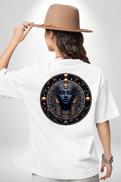 Angemiel تي شيرت مطبوع عليه Mythology Nut Mystical Sky Goddess White مقاس كبير للنساء والرجال من الأمام والظهر