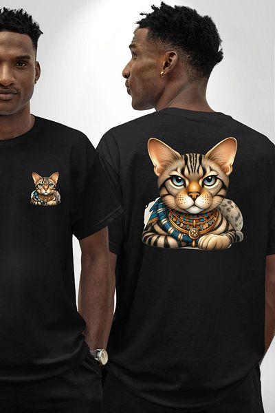 Angemiel The Dazzling Queen of Ancient Egypt Black Oversize Women's Men's Front and Back Printed T-Shirt