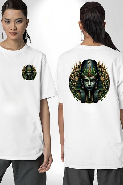 Angemiel تي شيرت Neper God Ancient Abundance Symbol Egypt أبيض كبير الحجم للنساء والرجال مطبوع من الأمام والظهر
