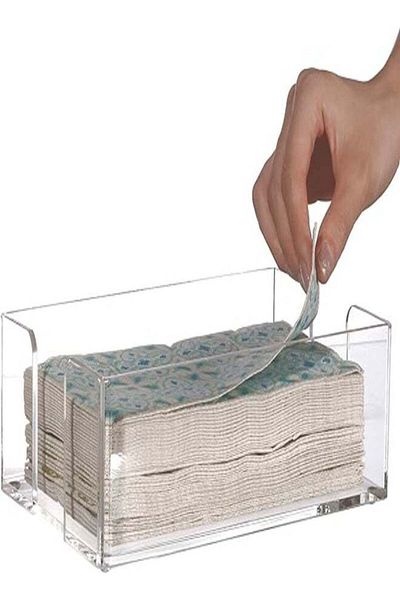 SMARTPOINTS Clear Napkin Holders for Kitchen, Guest Towel Basket, Paper Towel Holder in Clear