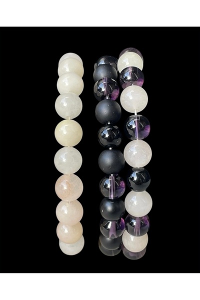 Trikala Triple Combination Set Calcite, Amethyst, Onix, Natural Stone Unisex ...