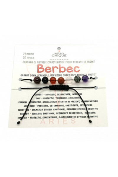 byRetroChique Brățară zodia Berbec cu semiprețioase și biluțe de argint 925