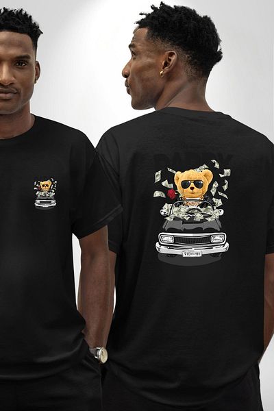 Angemiel Sugar Daddy Printed Stylish and Fun Design Black Oversize Women's Men's Front and Back Printed T-Shirt