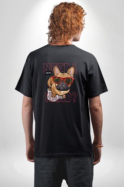 Angemiel Need a Hand Printed Funny and Cute Design Black Oversize Women Men Front and Back Printed T-Shirt