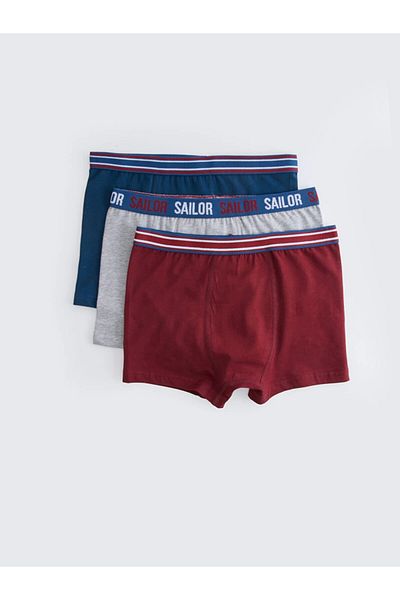 LC Waikiki Lcw Kids Claret Red Basic Cotton Boy Boxer 3-Piece