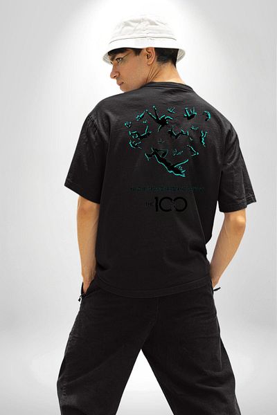 Angemiel The 100 High Fall Abstract Survival Black Oversize Women Men Front and Back Printed T-Shirt