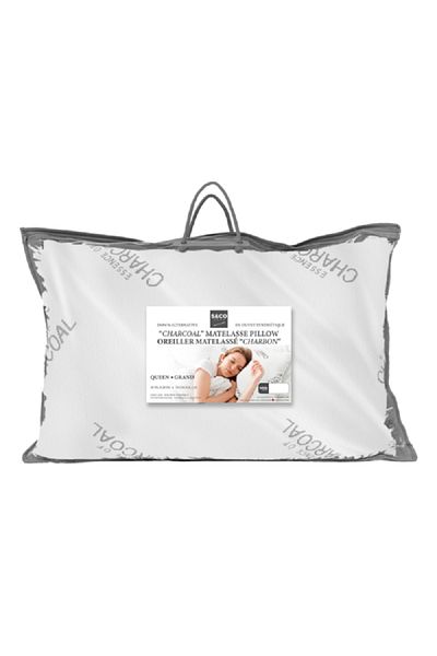 Safdie Charcoal Matelasse Rectangular Queen Pillow White and Grey 30 x 20inch