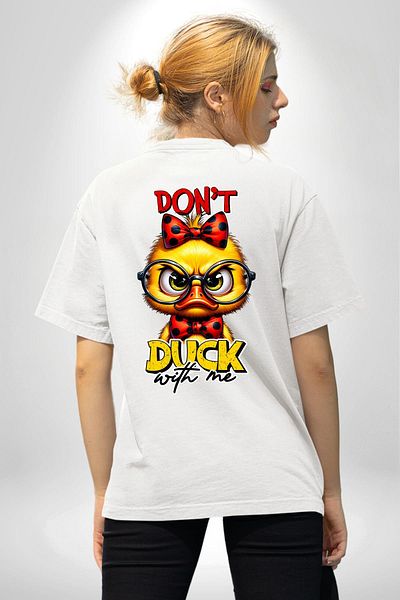 Angemiel Don'T Trick Me Written Duck Funny White Oversize Women Men Front and Back Printed T-Shirt