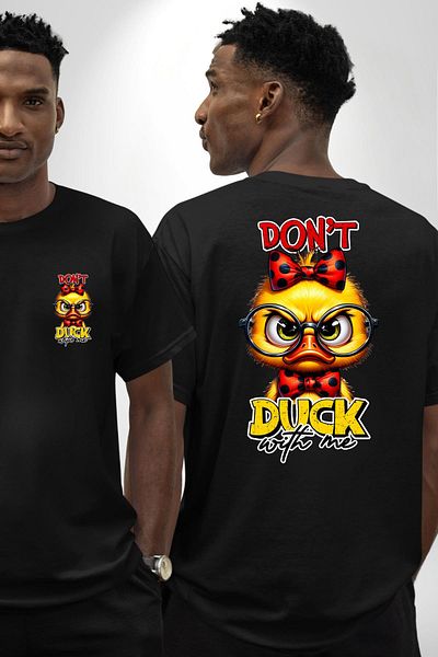 Angemiel Don'T Sweat Me Written Duck Funny Black Oversize Women Men Front and Back Printed T-Shirt