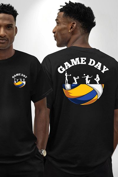 Angemiel Game Day Volleyball Ball Black Oversize Women's Men's Front and Back Printed T-Shirt