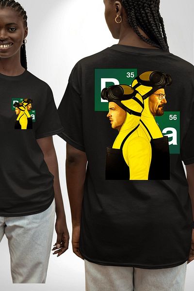 Angemiel Crime and Chemistry Breaking Bad Style Series Themed Black Oversize Women's Men's Front and Back Printed T-Shirt