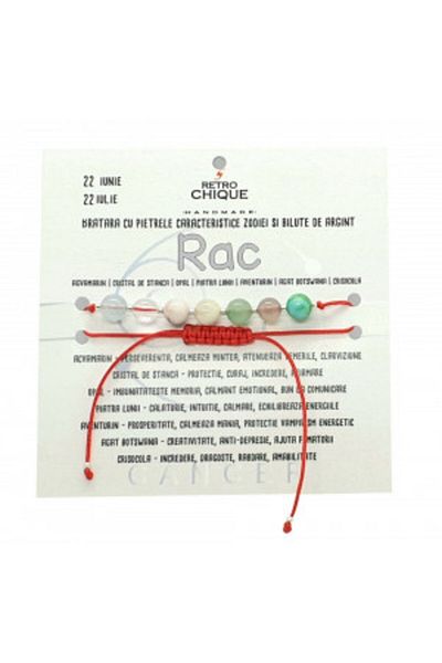 byRetroChique Bratara zodia Rac cu semipretioase si bilute de argint 925