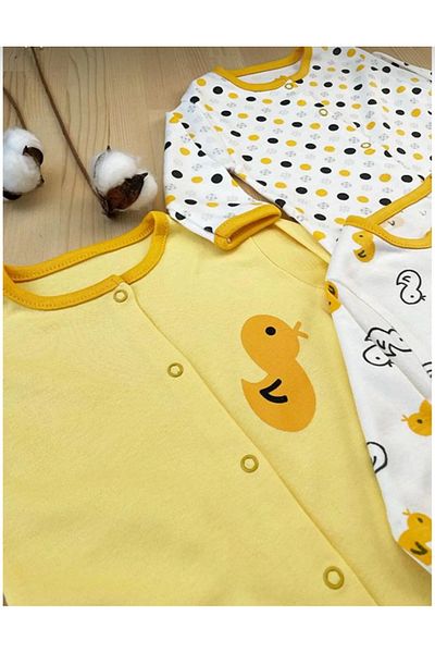 Bamoola Cute Chick Printed Unisex Set of 3 100% Cotton Jumpsuit