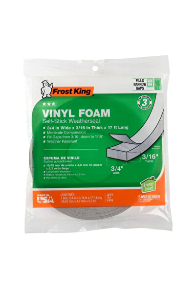 FROST KING شريط لاصق ذاتي اللصق من إسفنج الفينيل 3/4 بوصة × 17 قدمًا.