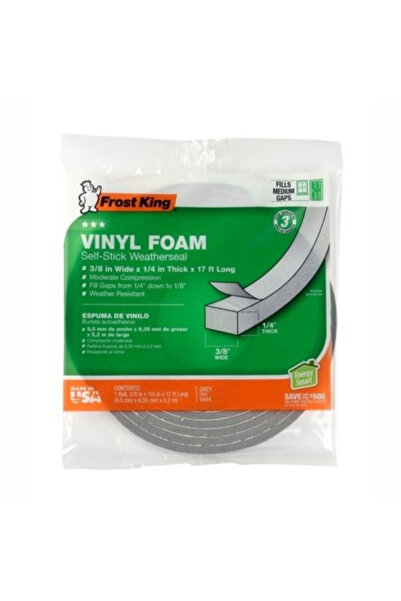FROST KING شريط لاصق ذاتي اللصق من إسفنج الفينيل 3/8 بوصة × 17 قدمًا.
