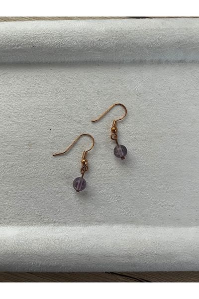 Pel Design Ametrine Stone Copper Rose Gold Dangle Earrings