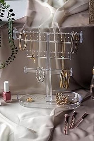 Qedii 3 Tier Polypropylene Jewelry Organizer |   Modern and Stylish Jewelry Stand