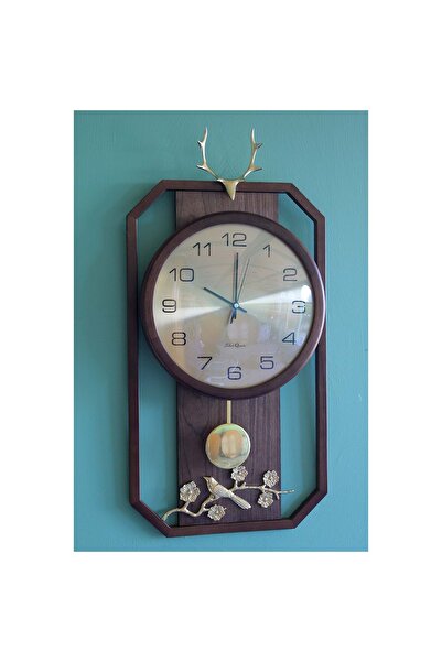 Store Geyikli Duvar Saati Sarkaçlı 55*32 Cm