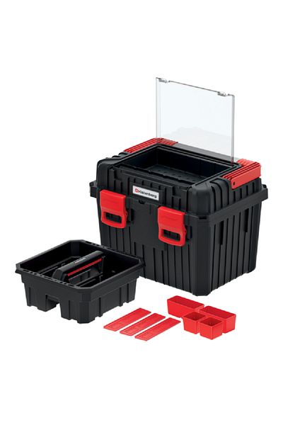 kistenberg 45 Multi Compartment Heavy Tool Box with Foldable Handle Black and Red