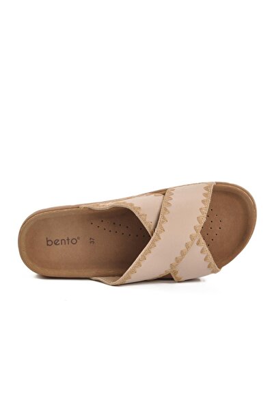 BENTO 117014 Women's Cross Embroidered Thick Sole Comfort Slippers