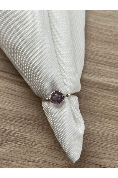 Pel Design Ametrine Stone Silver Color Adjustable Wire Ring Handmade