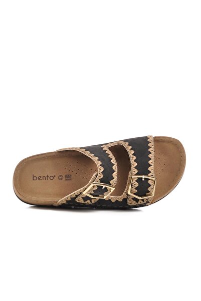 BENTO 41001 Papuci confortabili brodați cu cataramă dublă pentru femei